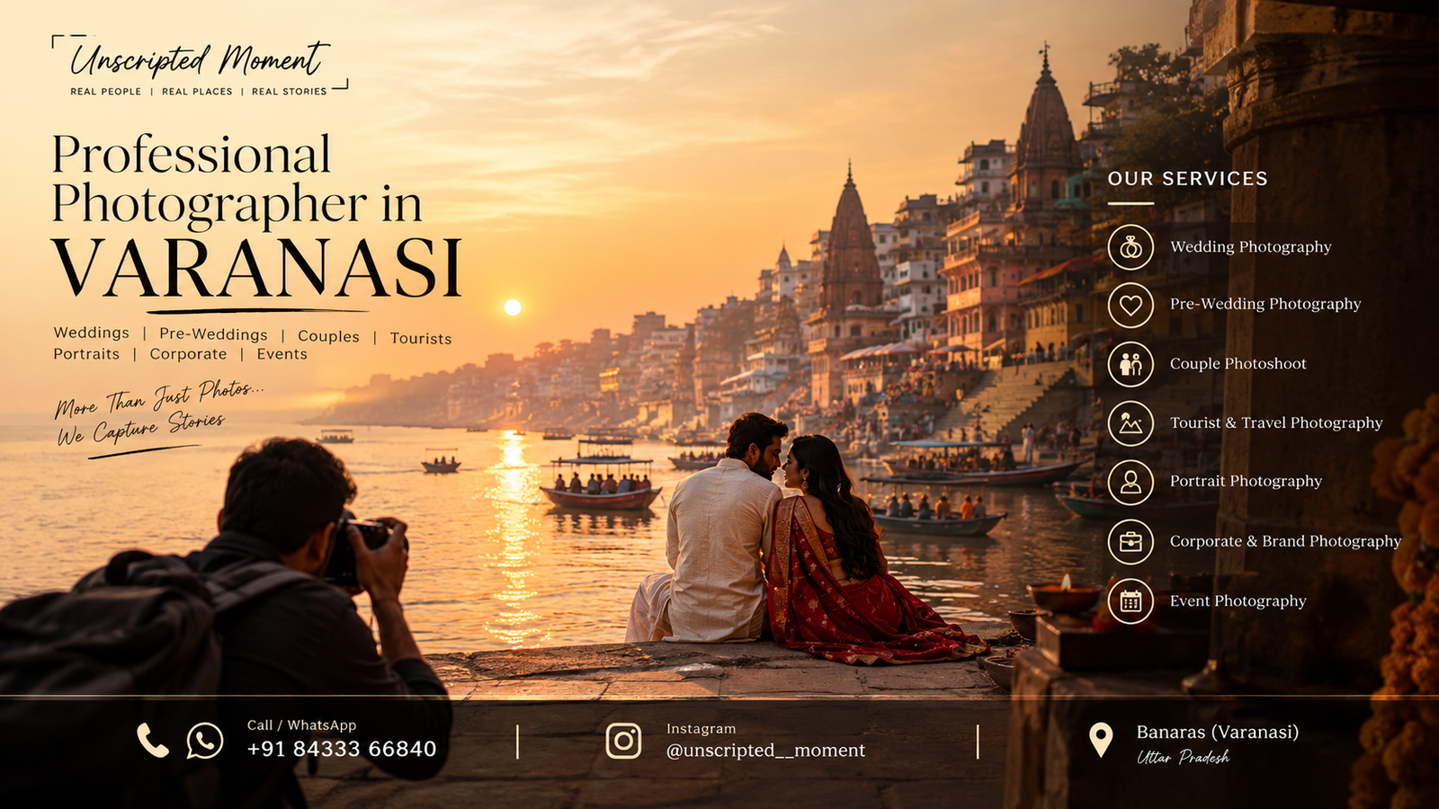Professional Photographer in Varanasi | Wedding, Pre-Wedding, Couple & Tourist Photography